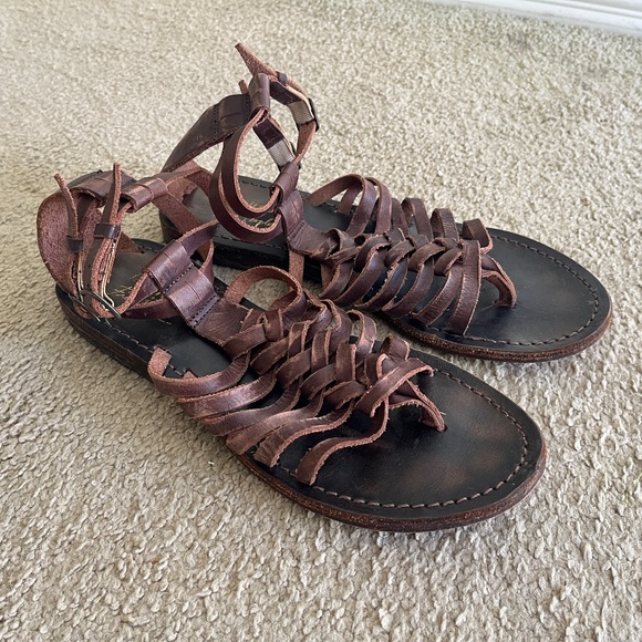 Free People x Farylrobin Leather Gladiator Sandals - Picture 1 of 4